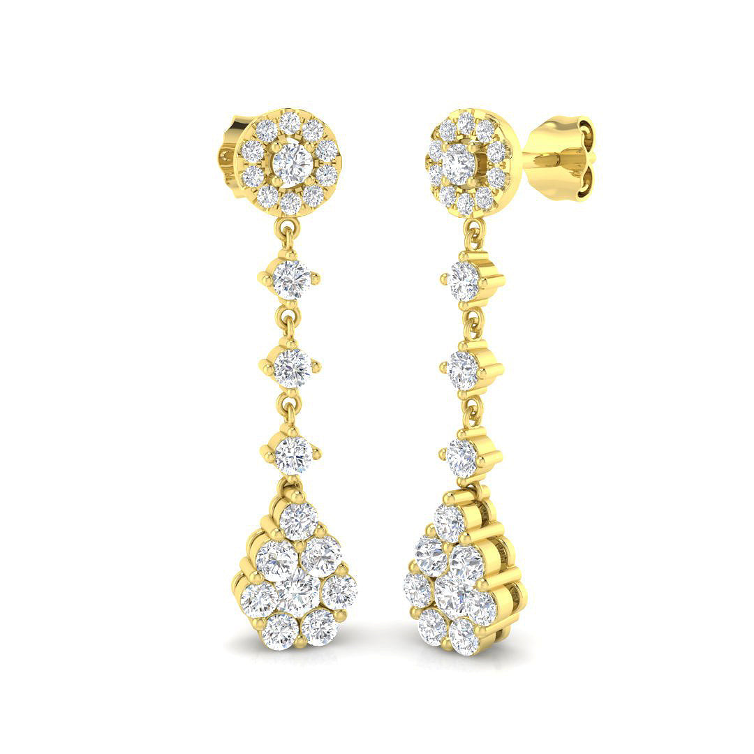 Elegant Diamond Drop Earrings 0.50 Ct in 10K/14K gold and platinum with certified lab-grown or natural diamonds