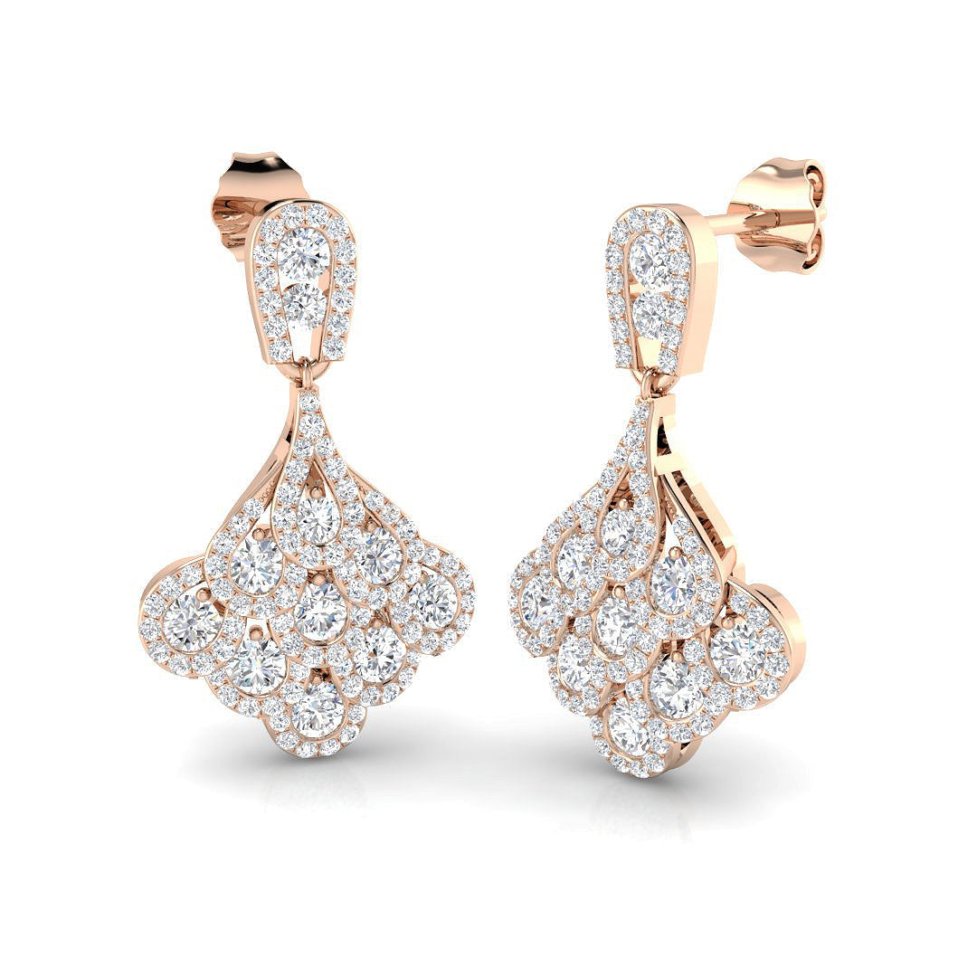 Deany Gold Drop & Trilogy Diamond Earrings - Exquisite 1.75-2.5ct in 10K/14K gold and platinum with certified lab-grown or natural diamonds