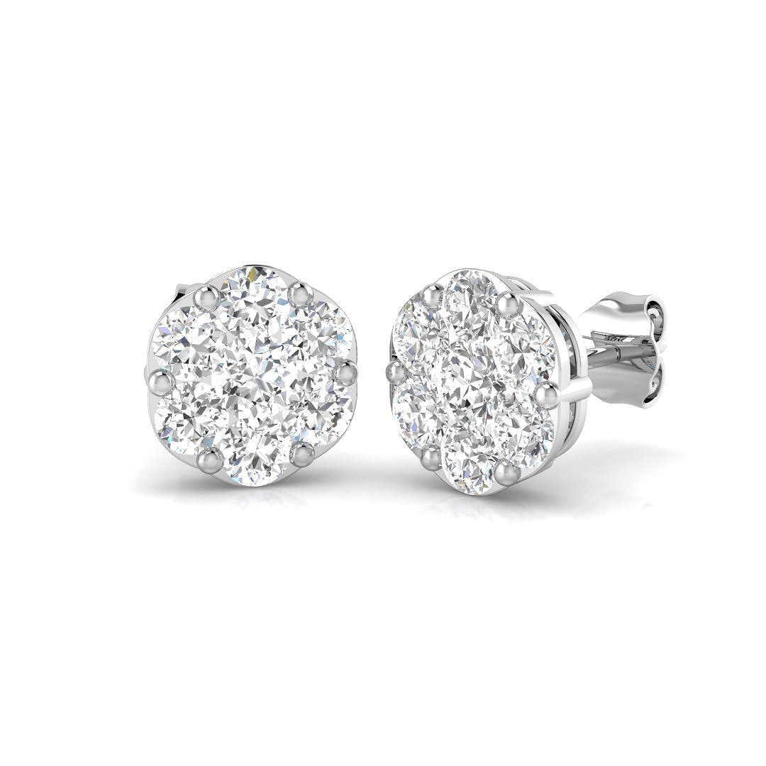 Lab & Natural Diamond Cluster Stud Earrings in 10K/14K gold and platinum with certified lab-grown or natural diamonds