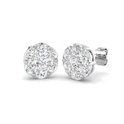 Lab & Natural Diamond Cluster Stud Earrings in 10K/14K gold and platinum with certified lab-grown or natural diamonds