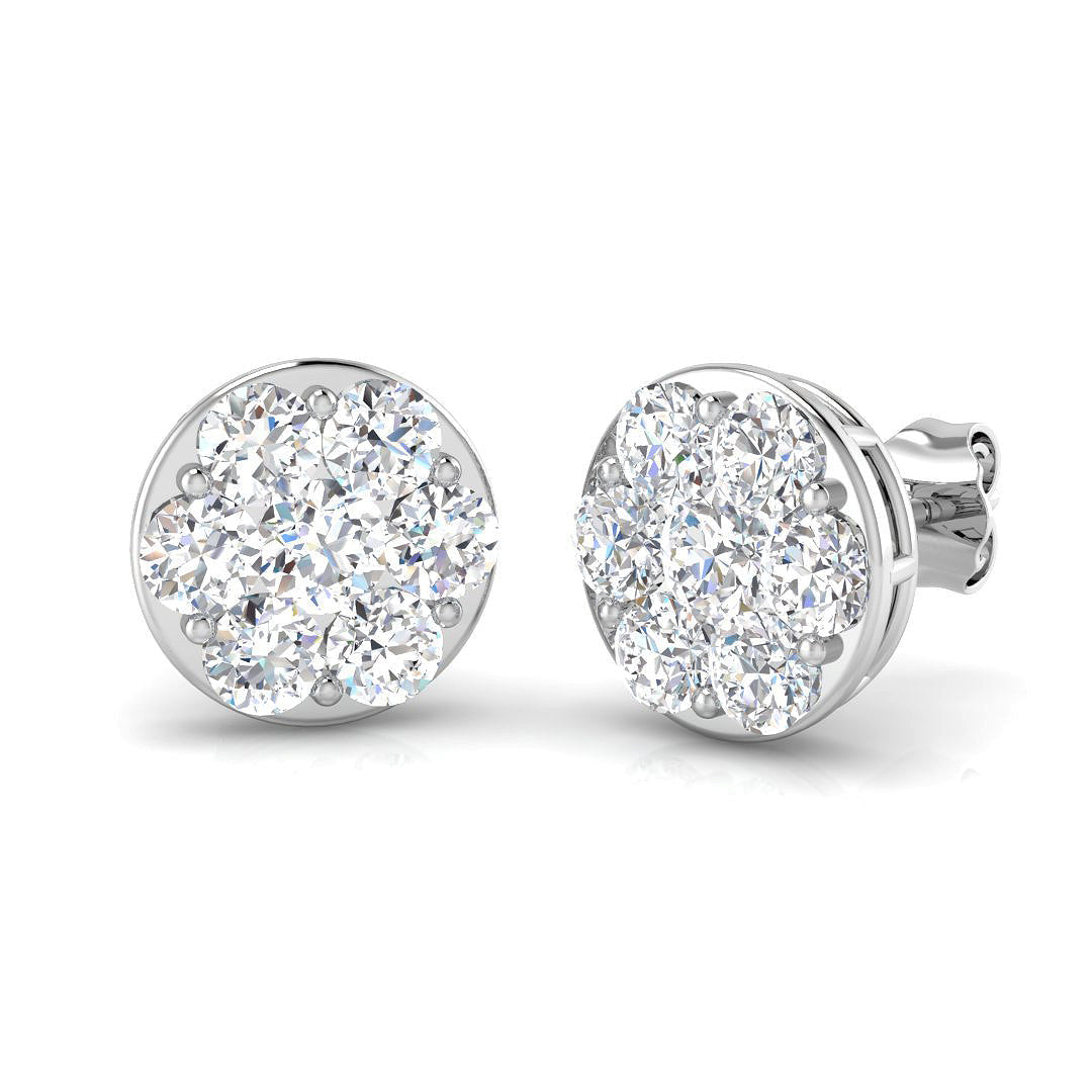 Lab-Grown Round Cluster Stud Earrings in 10K/14K gold and platinum with certified lab-grown or natural diamonds