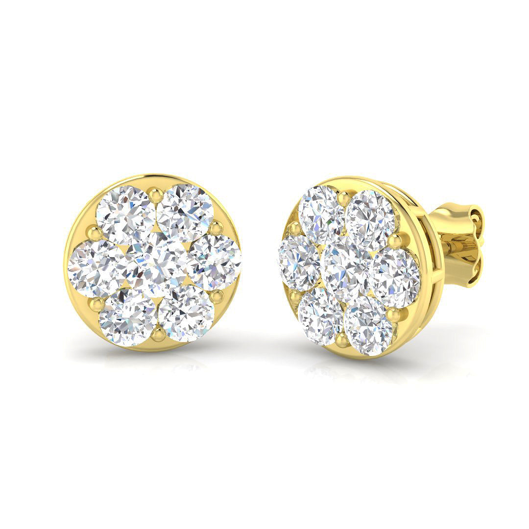 Lab-Grown Round Cluster Stud Earrings in 10K/14K gold and platinum with certified lab-grown or natural diamonds
