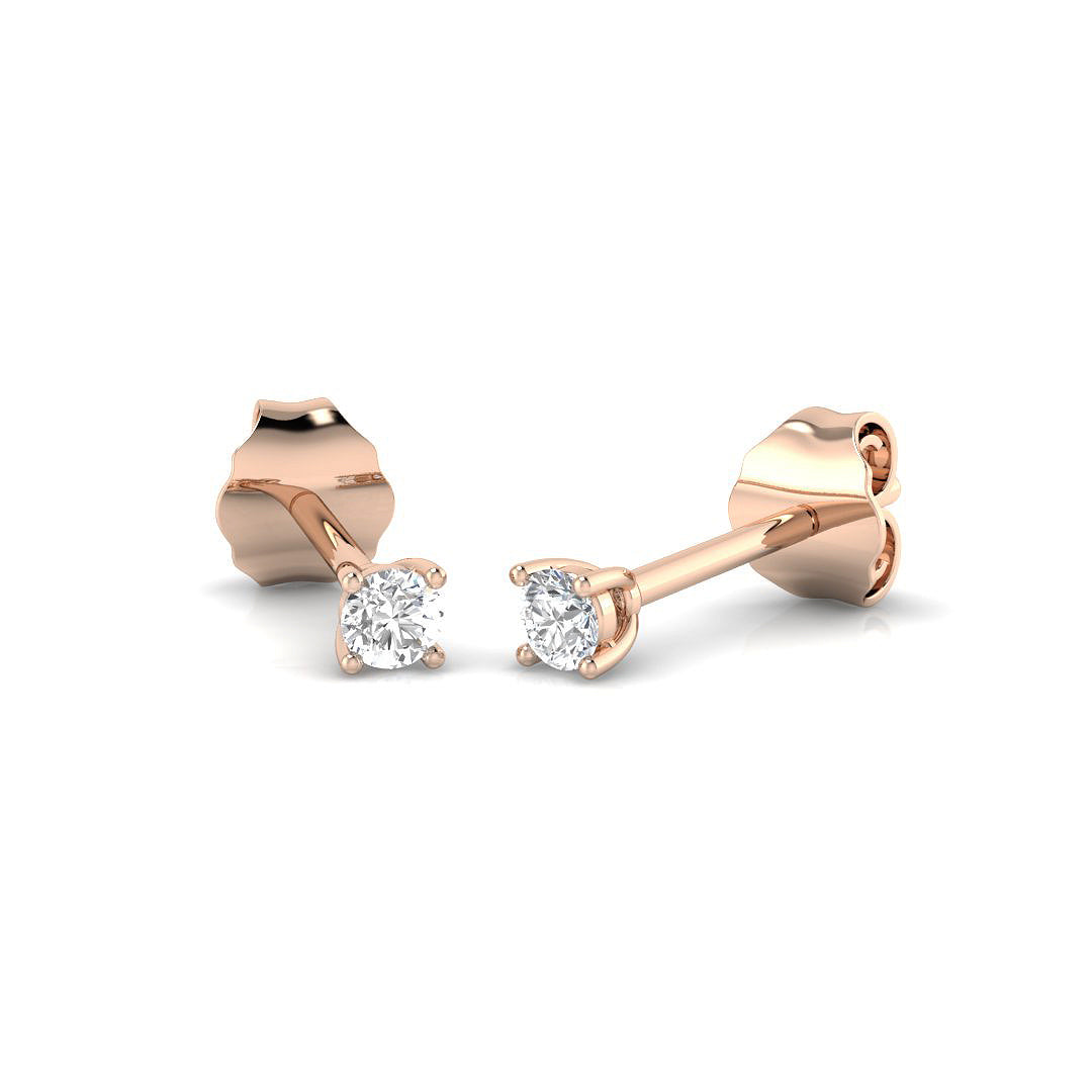 Solitaire Diamond Earrings with Lab Grown Round Cut - 0.10ct in 10K/14K gold and platinum with certified lab-grown or natural diamonds