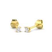 Solitaire Diamond Earrings with Lab Grown Round Cut - 0.10ct in 10K/14K gold and platinum with certified lab-grown or natural diamonds