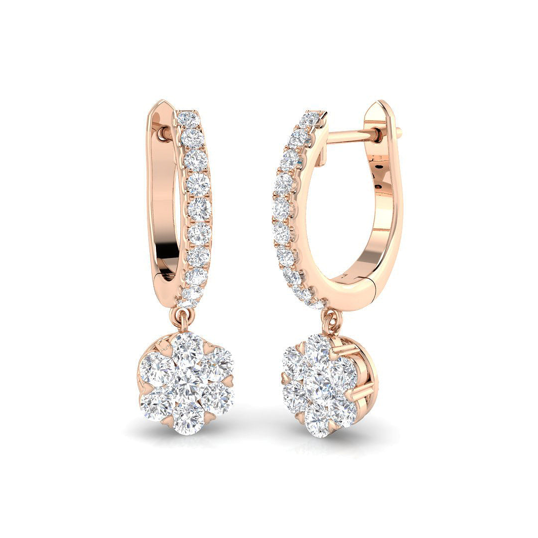 Diamond Drop Earrings 1 Ct in 10K/14K gold and platinum with certified lab-grown or natural diamonds