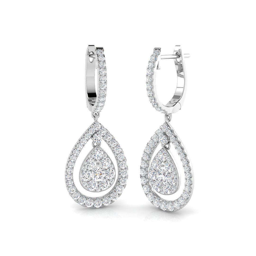 Lab-Grown Round Diamond Drop Earrings 1.5 Ct in 10K/14K gold and platinum with certified lab-grown or natural diamonds