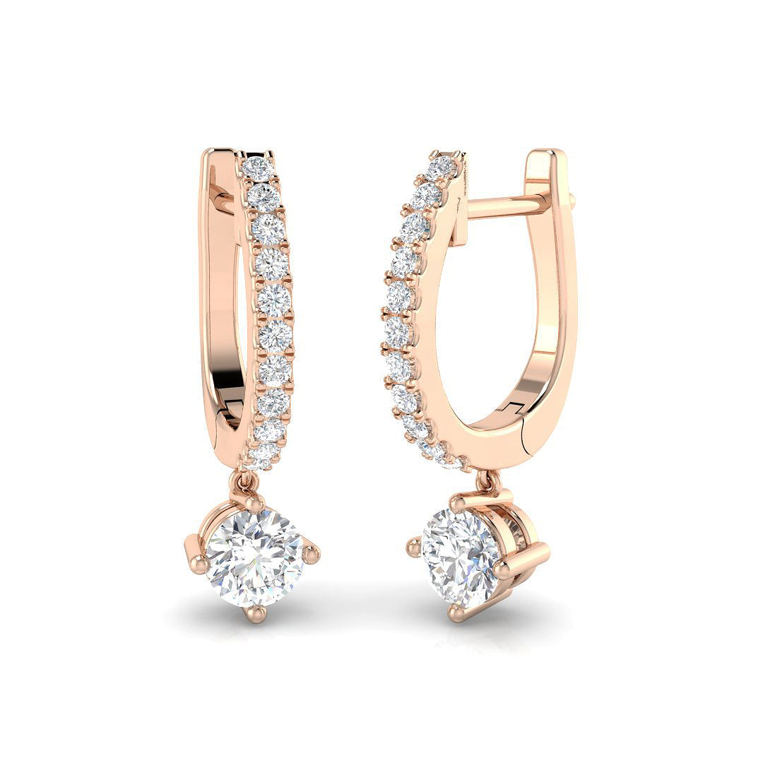 Dairn Gold Drop & Trilogy Diamond Earrings - 0.5ct to 9.5ct Luxury in 10K/14K gold and platinum with certified lab-grown or natural diamonds