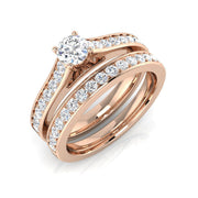 Lab-Grown Diamond Engagement Ring & Matching Wedding Band Set in 10K/14K gold and platinum with certified lab-grown or natural diamonds