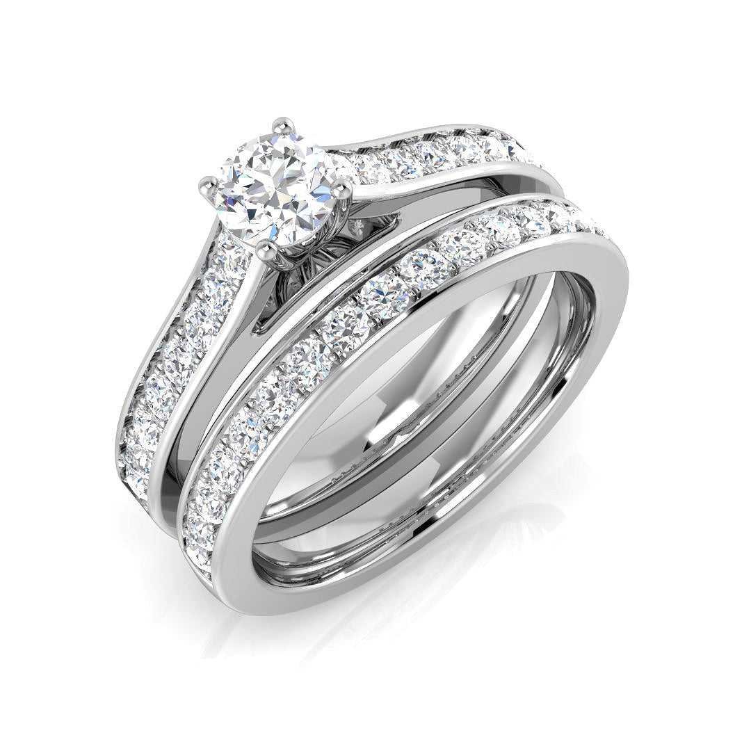 Lab-Grown Diamond Engagement Ring & Matching Wedding Band Set in 10K/14K gold and platinum with certified lab-grown or natural diamonds