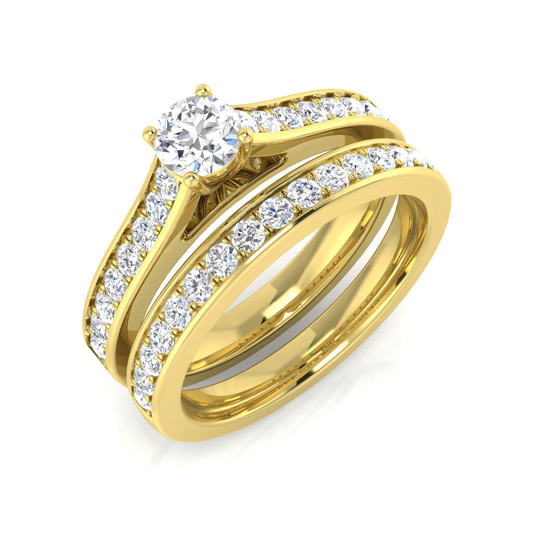 Lab-Grown Diamond Engagement Ring & Matching Wedding Band Set in 10K/14K gold and platinum with certified lab-grown or natural diamonds