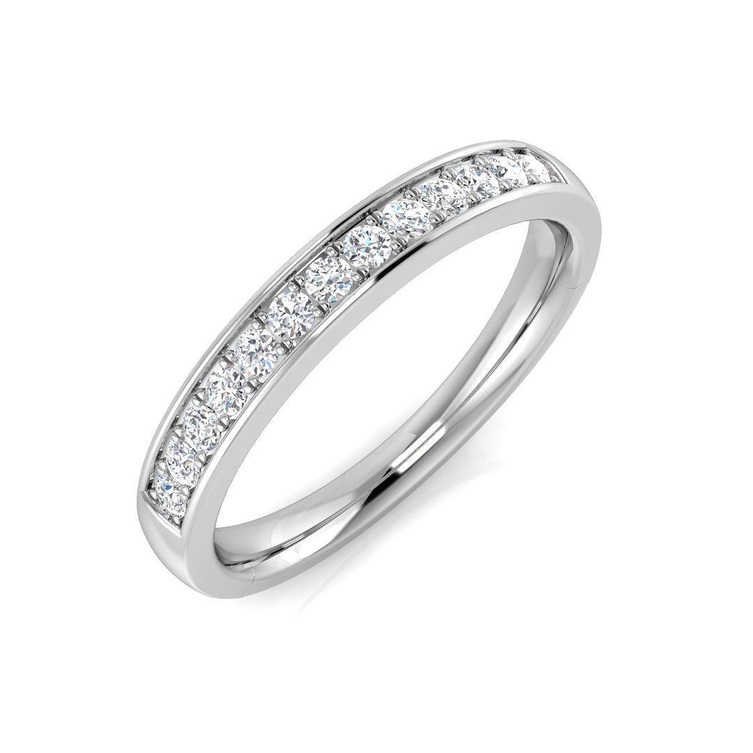 Round Diamond Half Eternity Ring in 10K/14K gold and platinum with certified lab-grown or natural diamonds