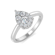 Two Tone Natural Round Diamond Pear Shape Cluster Ring in 10K/14K gold and platinum with certified lab-grown or natural diamonds