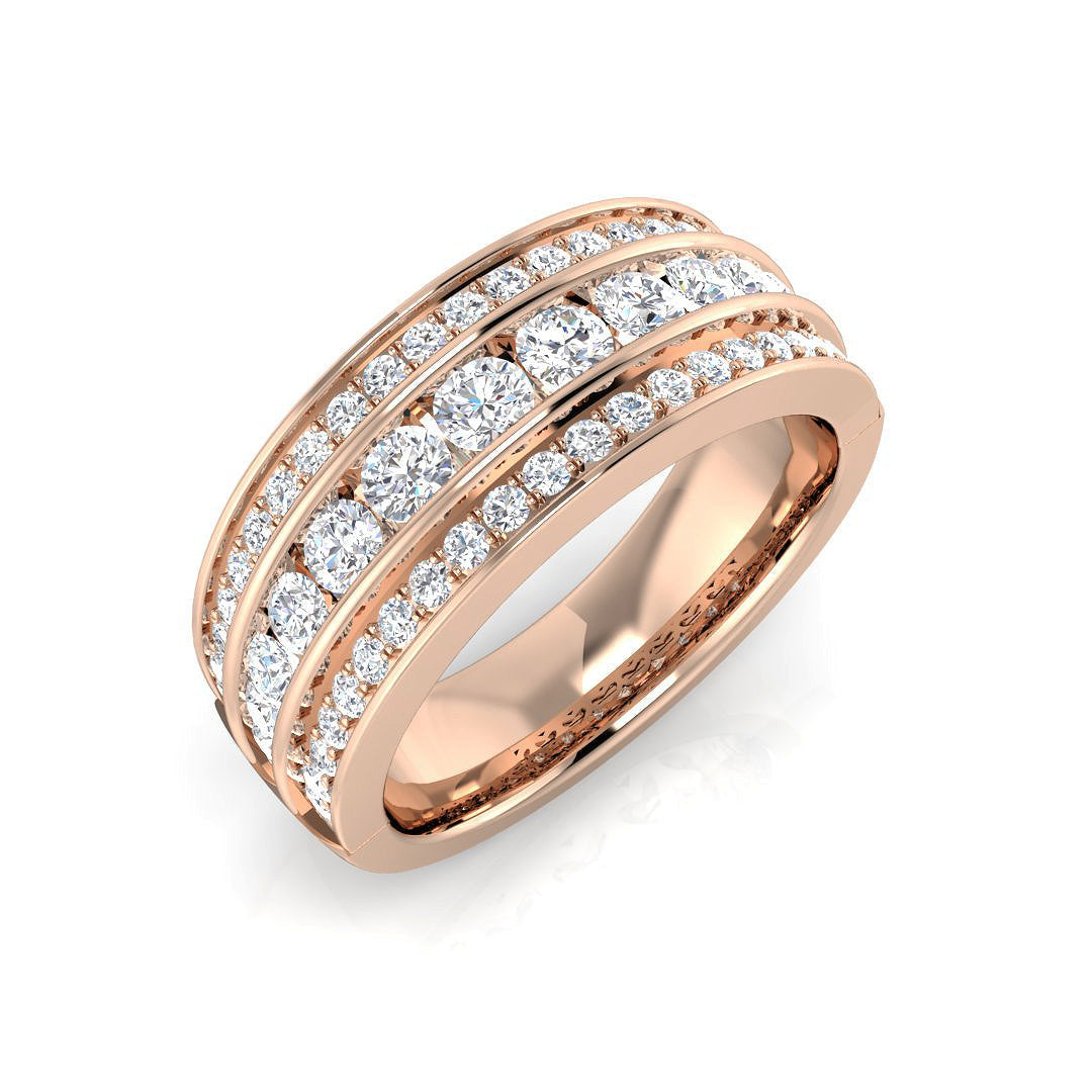 Multi-Row Round Natural Diamond Band Ring in 10K/14K gold and platinum with certified lab-grown or natural diamonds