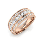 Multi-Row Round Natural Diamond Band Ring in 10K/14K gold and platinum with certified lab-grown or natural diamonds
