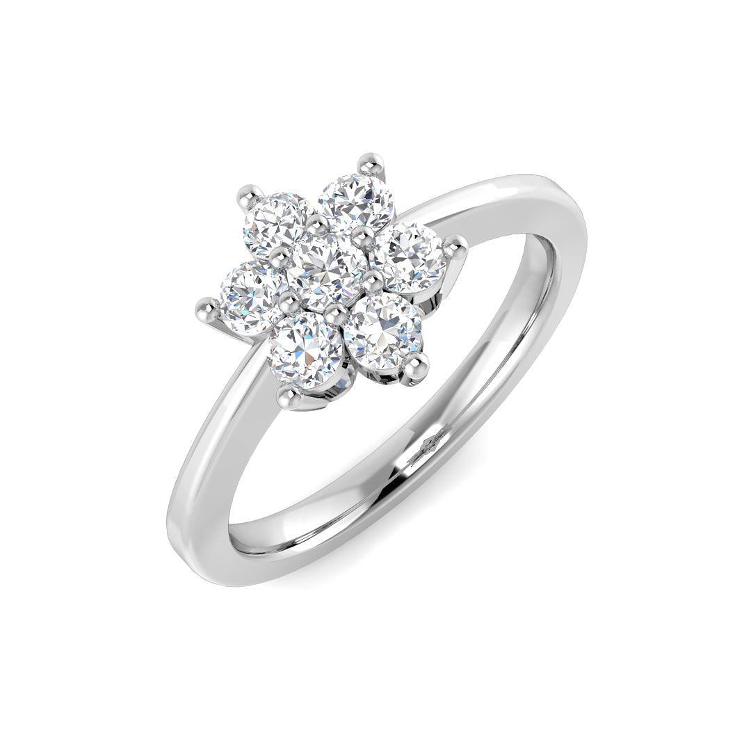 7-Stone Natural Round Cut Diamond Cluster Ring. in 10K/14K gold and platinum with certified lab-grown or natural diamonds