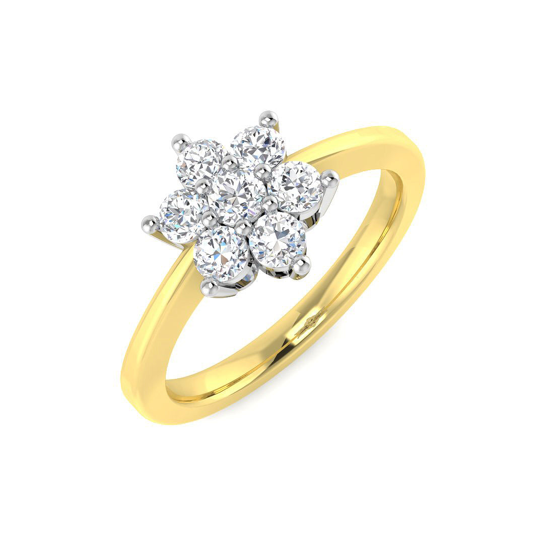 7-Stone Natural Round Cut Diamond Cluster Ring. in 10K/14K gold and platinum with certified lab-grown or natural diamonds