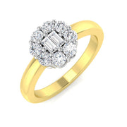 Baguette & Round Diamond Cluster Ring 0.5ct Engagement UK in 10K/14K gold and platinum with certified lab-grown or natural diamonds
