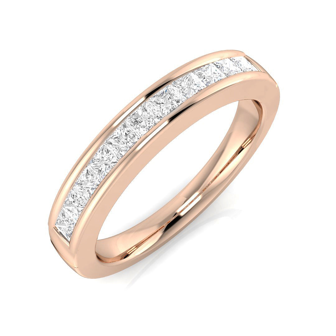 0.50Ct Princess Cut Channel Set Diamond Band in 10K/14K gold and platinum with certified lab-grown or natural diamonds