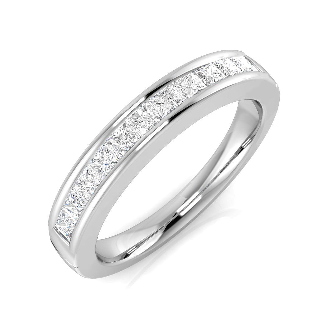0.50Ct Princess Cut Channel Set Diamond Band in 10K/14K gold and platinum with certified lab-grown or natural diamonds