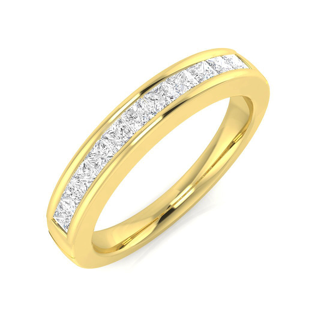 0.50Ct Princess Cut Channel Set Diamond Band in 10K/14K gold and platinum with certified lab-grown or natural diamonds