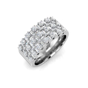 Multi-Stone Diamond 4-Prong Baguette & Round Cut Half Eternity Ring in 10K/14K gold and platinum with certified lab-grown or natural diamonds