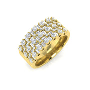 Multi-Stone Diamond 4-Prong Baguette & Round Cut Half Eternity Ring in 10K/14K gold and platinum with certified lab-grown or natural diamonds