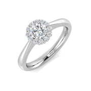 0.50 Carat Diamond Halo Ring UK in 10K/14K gold and platinum with certified lab-grown or natural diamonds