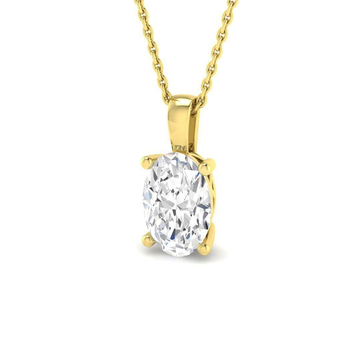 Lab Grown Oval Diamond Pendant in 10K/14K gold and platinum with certified lab-grown or natural diamonds
