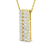 Diamond Bar Pendant Vertical Multi Row Cluster Design in Gold & in 10K/14K gold and platinum with certified lab-grown or natural diamonds