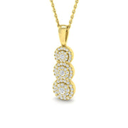 Cluster Halo Diamond Drop Pendant Three Stone in 10K/14K gold and platinum with certified lab-grown or natural diamonds
