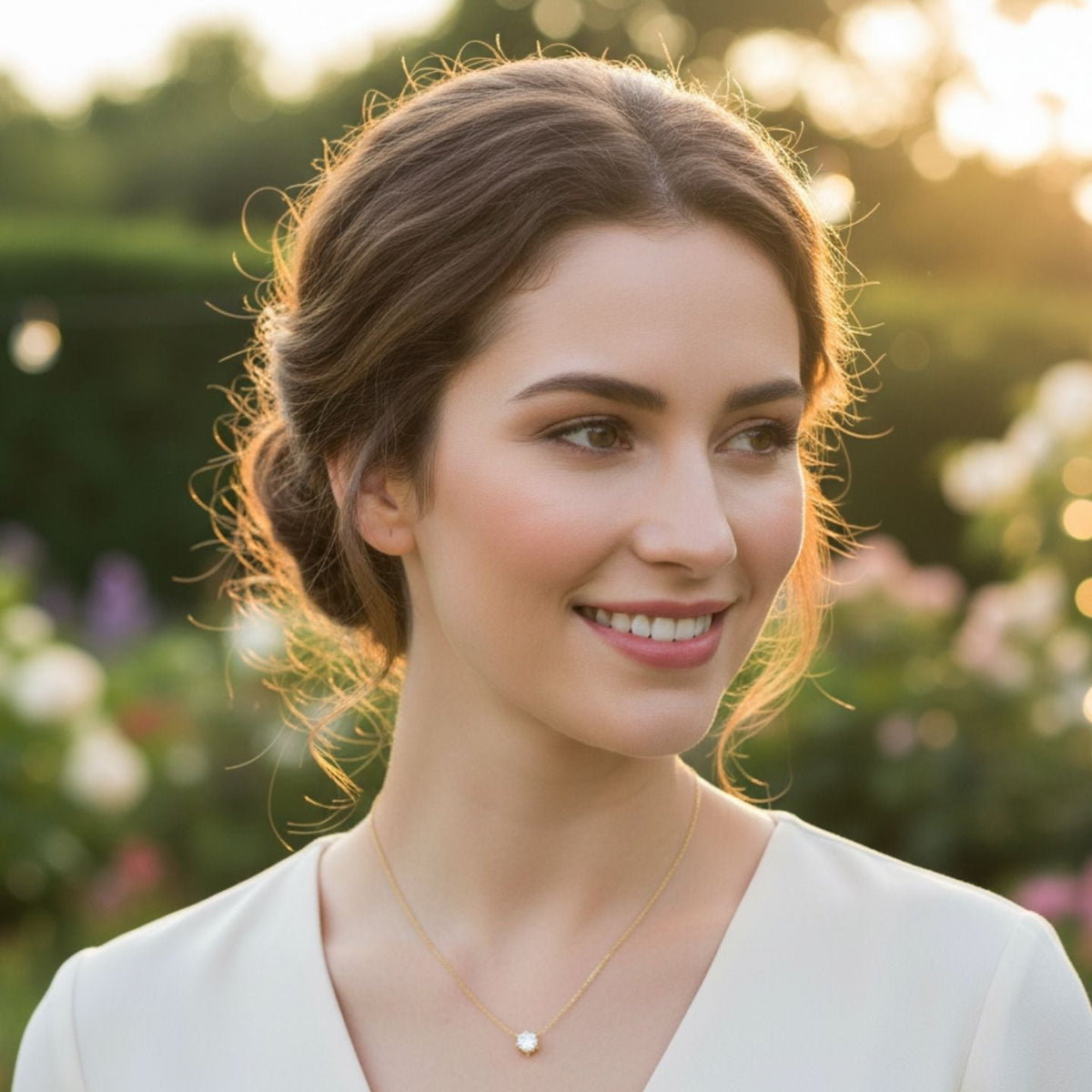 Minimal Diamond Necklace in 10K/14K gold and platinum with certified lab-grown or natural diamonds