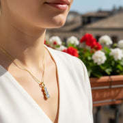 Three Stone Diamond Drop Pendant in Bezel Set - Vertical Design in 10K/14K gold and platinum with certified lab-grown or natural diamonds