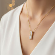 Diamond Bar Pendant Vertical Multi Row Cluster Design in Gold & in 10K/14K gold and platinum with certified lab-grown or natural diamonds