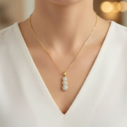 Cluster Halo Diamond Drop Pendant Three Stone in 10K/14K gold and platinum with certified lab-grown or natural diamonds