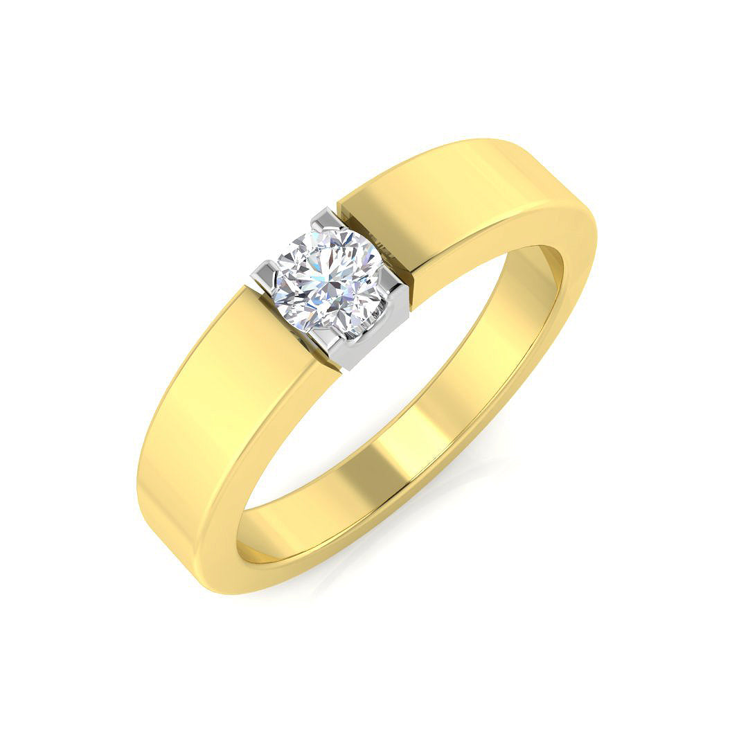 Modern Bar-Set Round Diamond Solitaire Ring in 10K/14K gold and platinum with certified lab-grown or natural diamonds