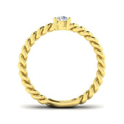 Chain-Link Round Diamond Solitaire Ring in 10K/14K gold and platinum with certified lab-grown or natural diamonds