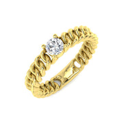 Chain-Link Round Diamond Solitaire Ring in 10K/14K gold and platinum with certified lab-grown or natural diamonds