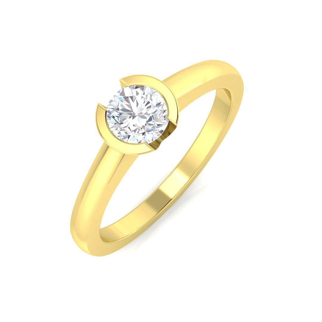 Round Diamond Bezel Set Solitaire Ring in 10K/14K gold and platinum with certified lab-grown or natural diamonds
