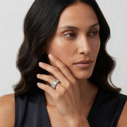 Baguette & Round Diamond Triple Row Eternity Ring in 10K/14K gold and platinum with certified lab-grown or natural diamonds