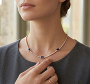 Blue Sapphire & Diamond Tennis Necklace in 10K/14K gold and platinum with certified lab-grown or natural diamonds
