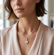 Square Diamond Pendant Necklace in 10K/14K gold and platinum with certified lab-grown or natural diamonds