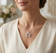 Diamond Star Pendant Necklace in 10K/14K gold and platinum with certified lab-grown or natural diamonds