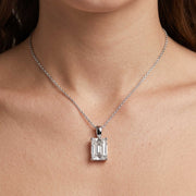 Lab Grown Emerald Cut Diamond Pendant in 10K/14K gold and platinum with certified lab-grown or natural diamonds