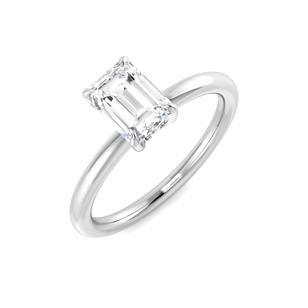 Emerald Cut Diamond Solitaire Engagement Ring in 10K/14K gold and platinum with certified lab-grown or natural diamonds