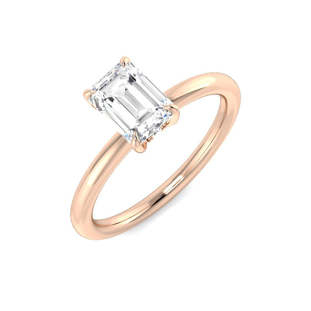 Emerald Cut Diamond Solitaire Engagement Ring in 10K/14K gold and platinum with certified lab-grown or natural diamonds