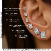 Stud Earrings with Lab Grown Emerald Cut Diamond - 3.00ct in 10K/14K gold and platinum with certified lab-grown or natural diamonds
