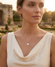 Oval Diamond Cluster Pendant in in 10K/14K gold and platinum with certified lab-grown or natural diamonds