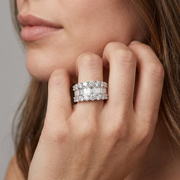 Baguette and Round Brilliant Diamond Platinum Half Eternity Ring in 10K/14K gold and platinum with certified lab-grown or natural diamonds