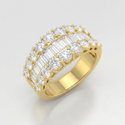 Baguette and Round Brilliant Diamond Platinum Half Eternity Ring in 10K/14K gold and platinum with certified lab-grown or natural diamonds