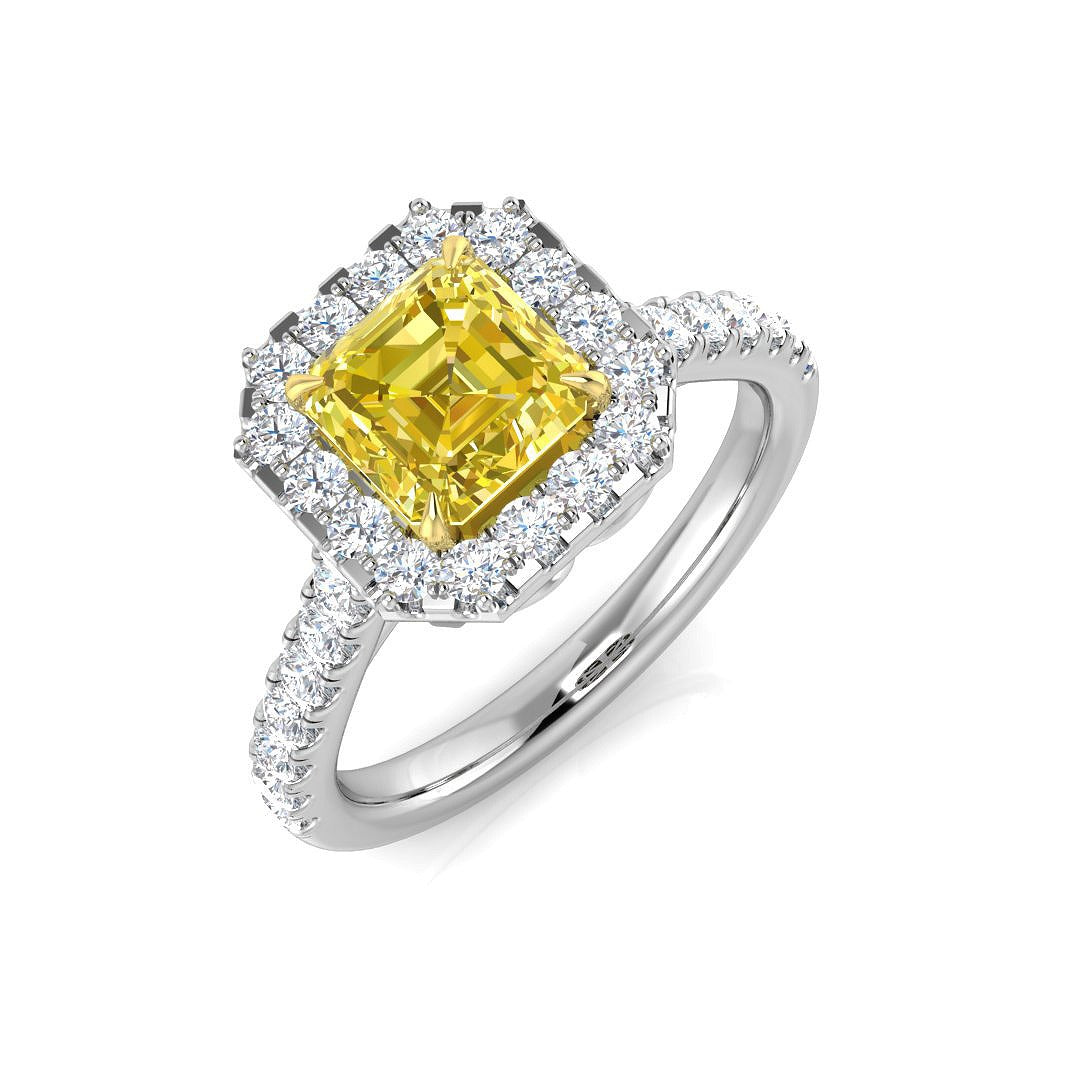 Diamond Asscher Engagement Ring in 10K/14K gold and platinum with certified lab-grown or natural diamonds
